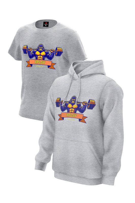 XAPE Lifting Club V2 Hoodie & Tee - Grey