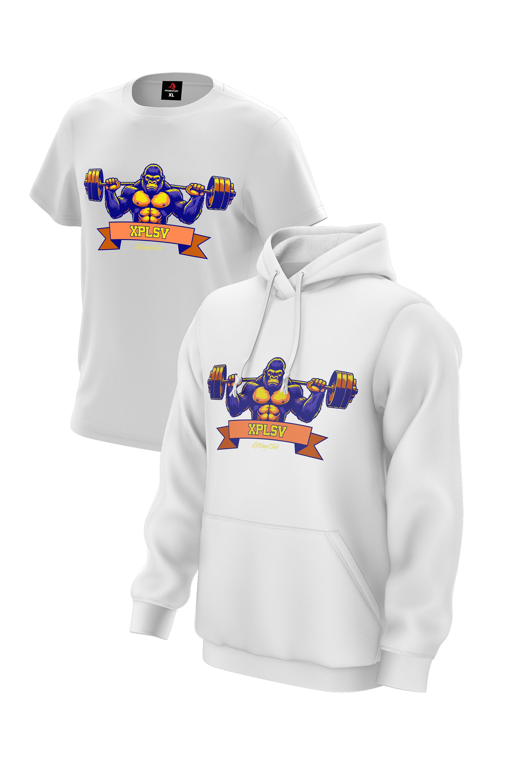 XAPE Lifting Club V2 Hoodie & Tee - White