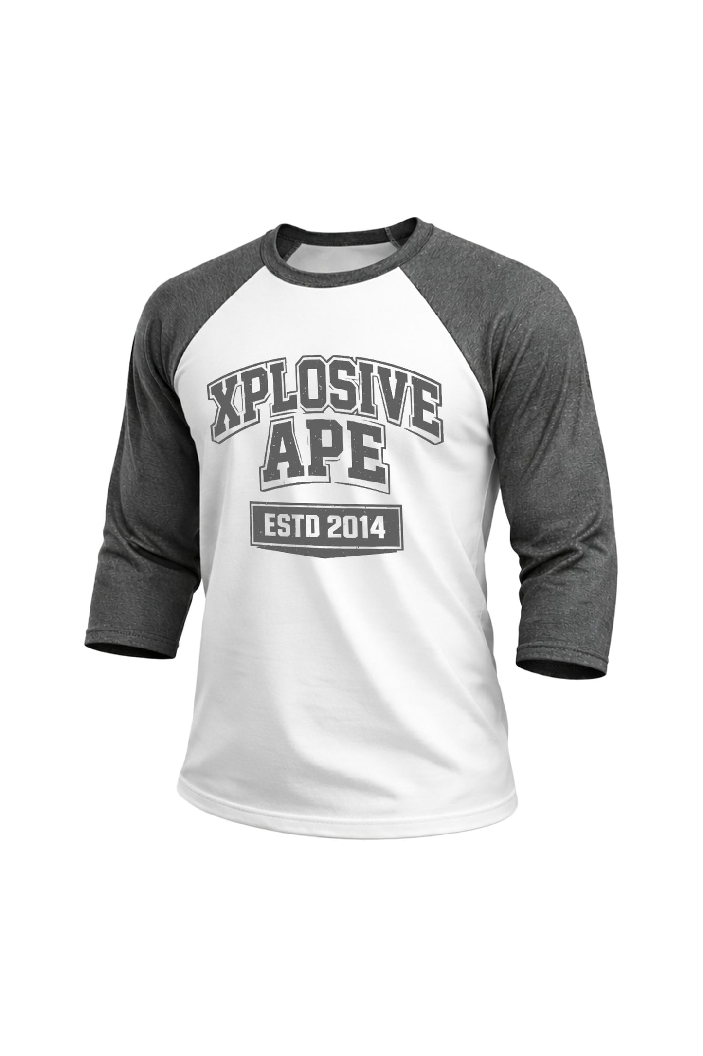 XAPE Varsity Prime Raglan 3/4 Sleeve Tee - White/Dark Heather
