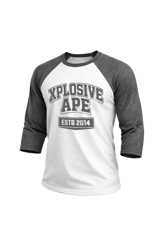 XAPE Varsity Prime Raglan 3/4 Sleeve Tee - White/Dark Heather