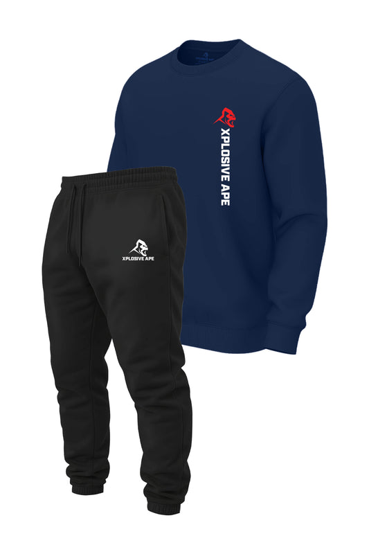 XAPE Originals Logo V2 Sweatshirt & Classic Logo Joggers Combo - Navy/Black