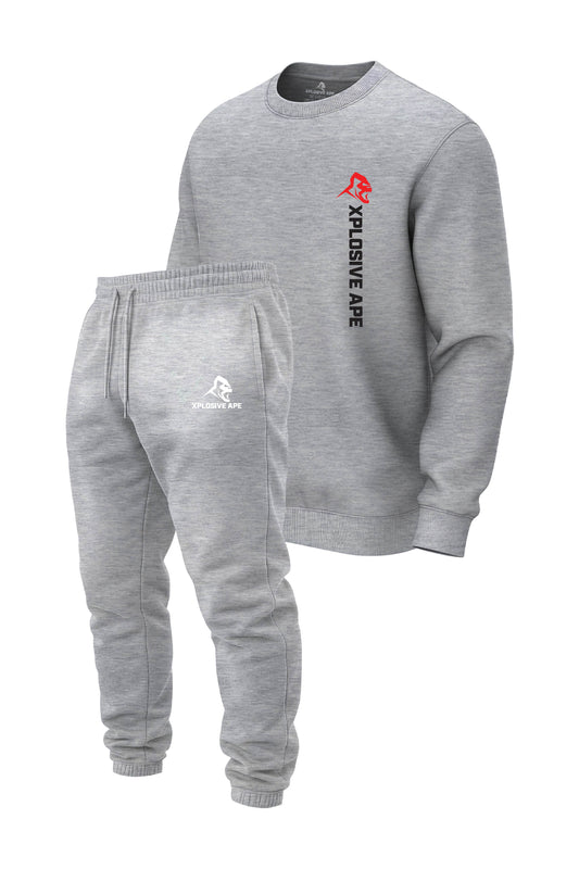 XAPE Originals Logo V2 Sweatshirt & Classic Logo Joggers Combo - Sports Grey/Ash Grey