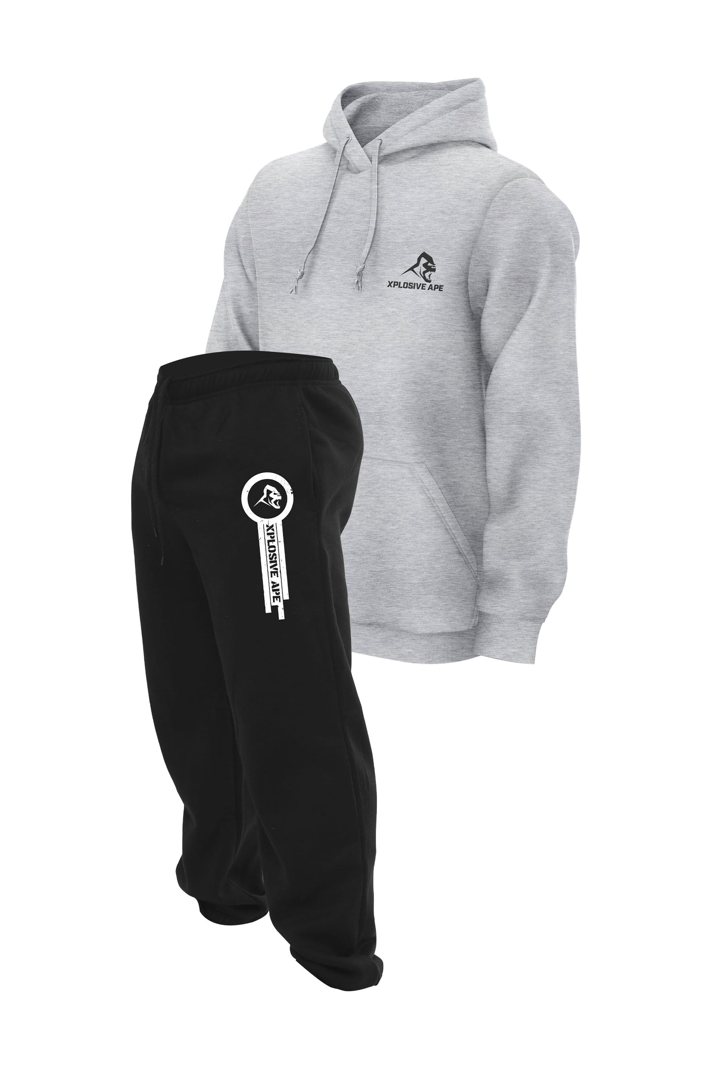 XAPE Panelled Joggers & Essential Hoodie Combo - Black/Sports Grey