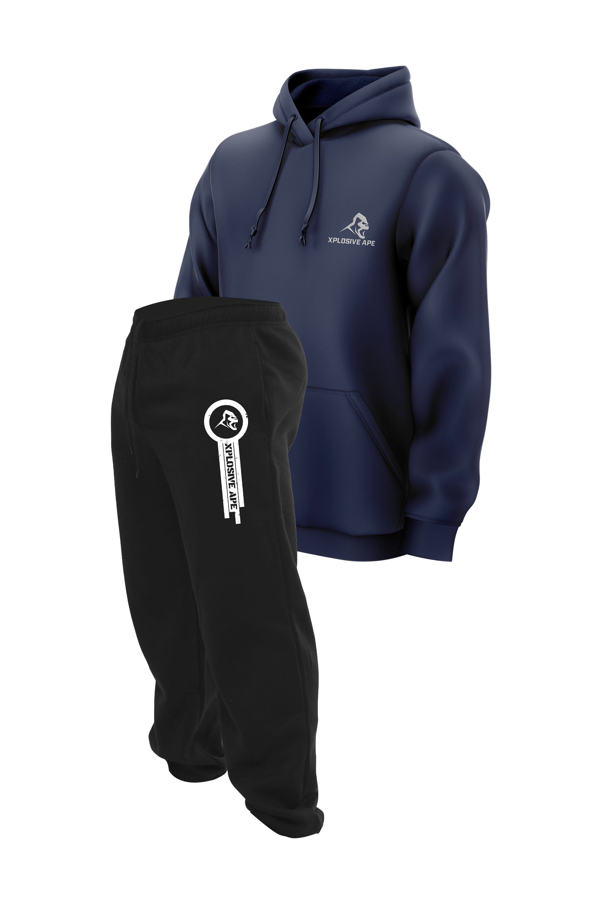 XAPE Panelled Joggers & Essential Hoodie Combo - Black/Navy