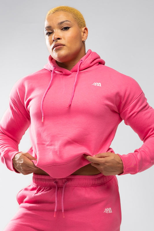 XAPE Core Logo Cropped String Hoodie - Dusty Pink