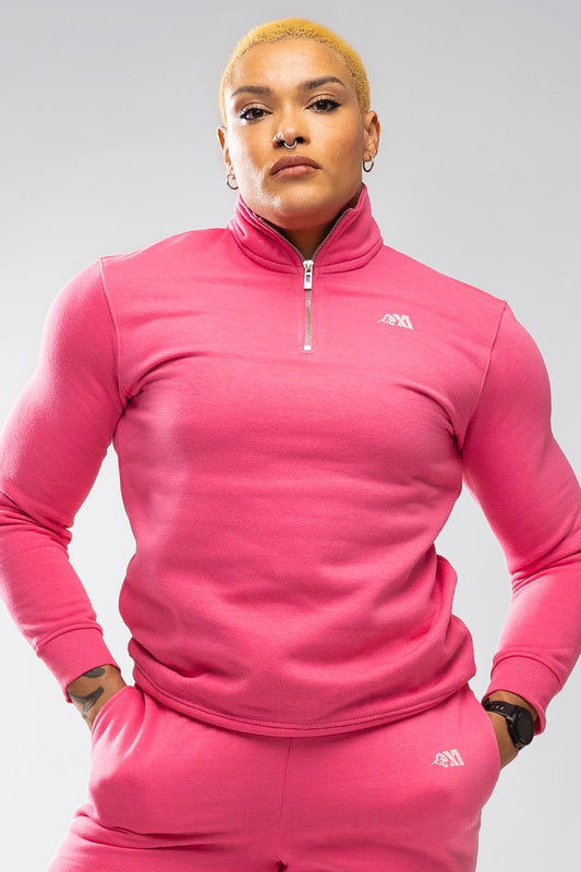 XAPE Core Logo Quarter Zip - Dusty Pink