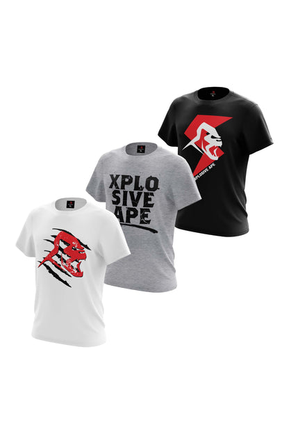 XAPE Slash 3 Tees Pack - White/Sports Grey/Black