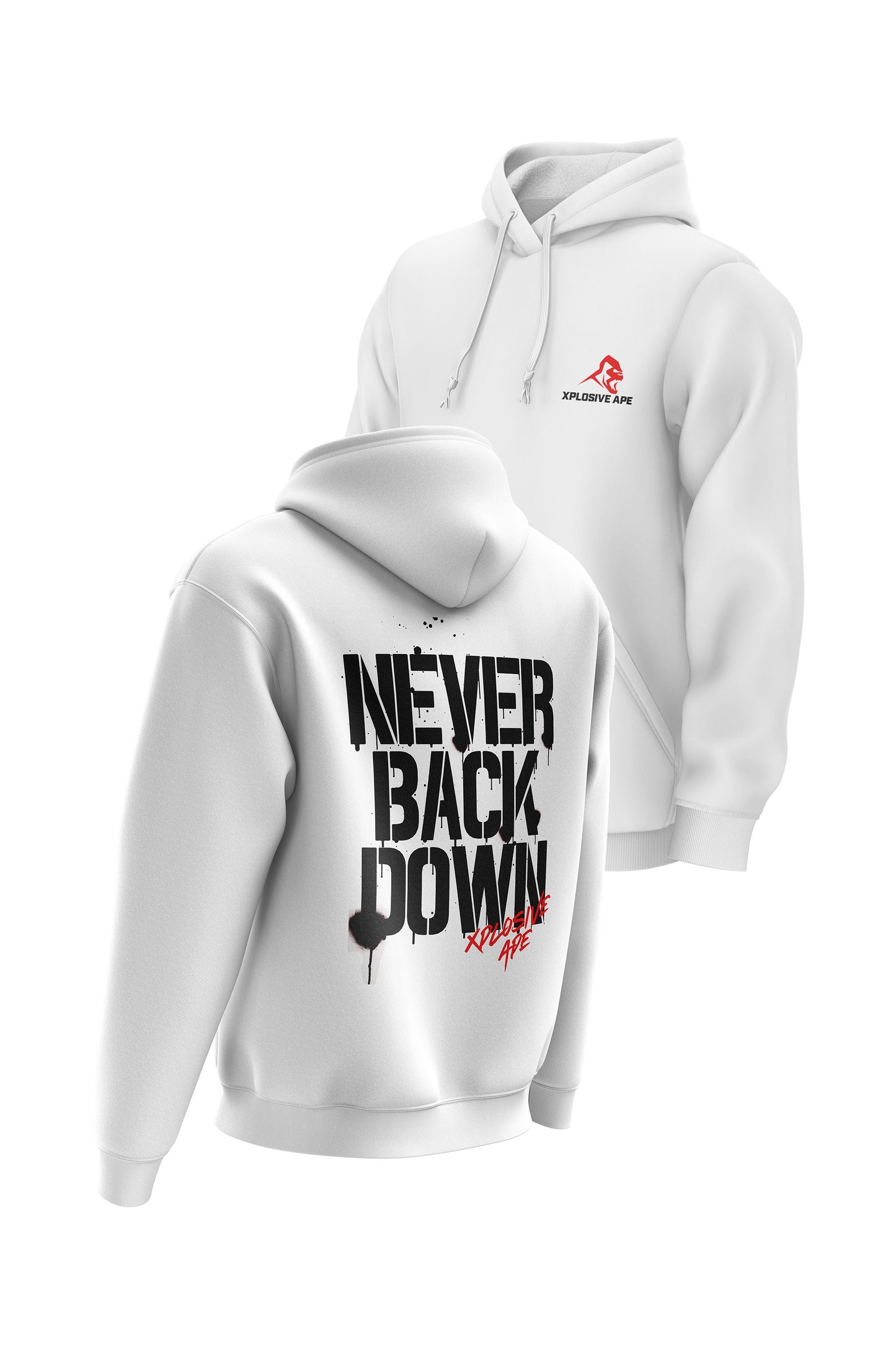 XAPE Never Back Down Signature Hoodie - White