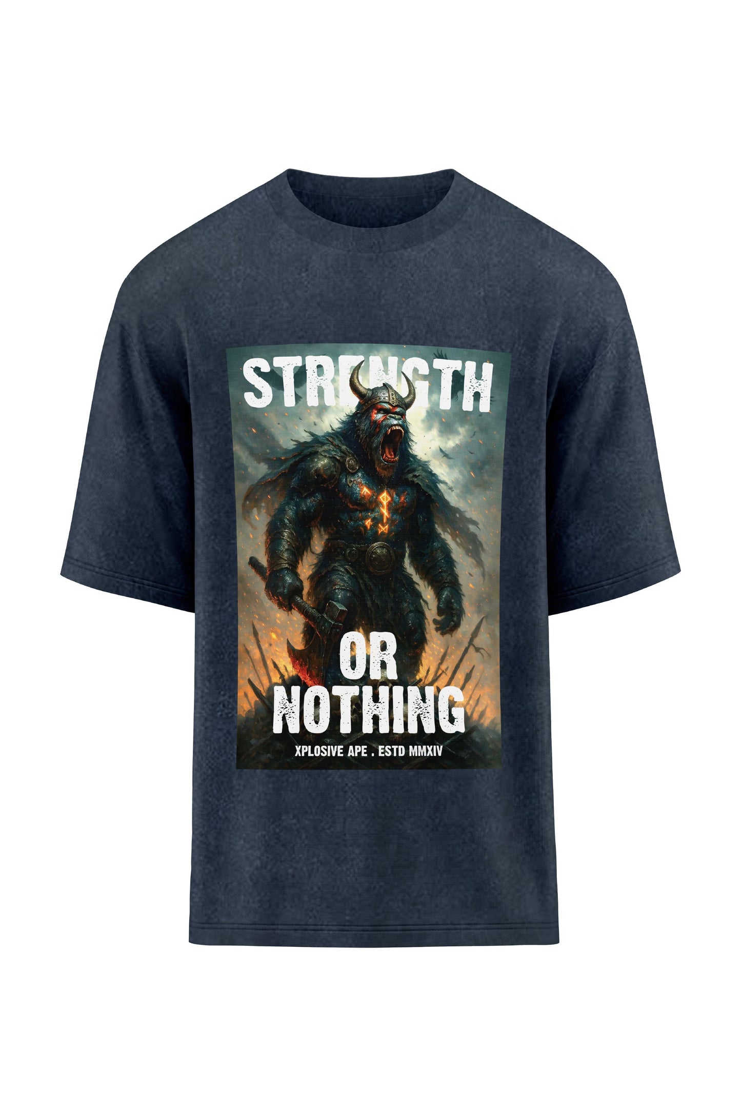 XAPE Strength Or Nothing Oversized Tee - Acid Wash Black