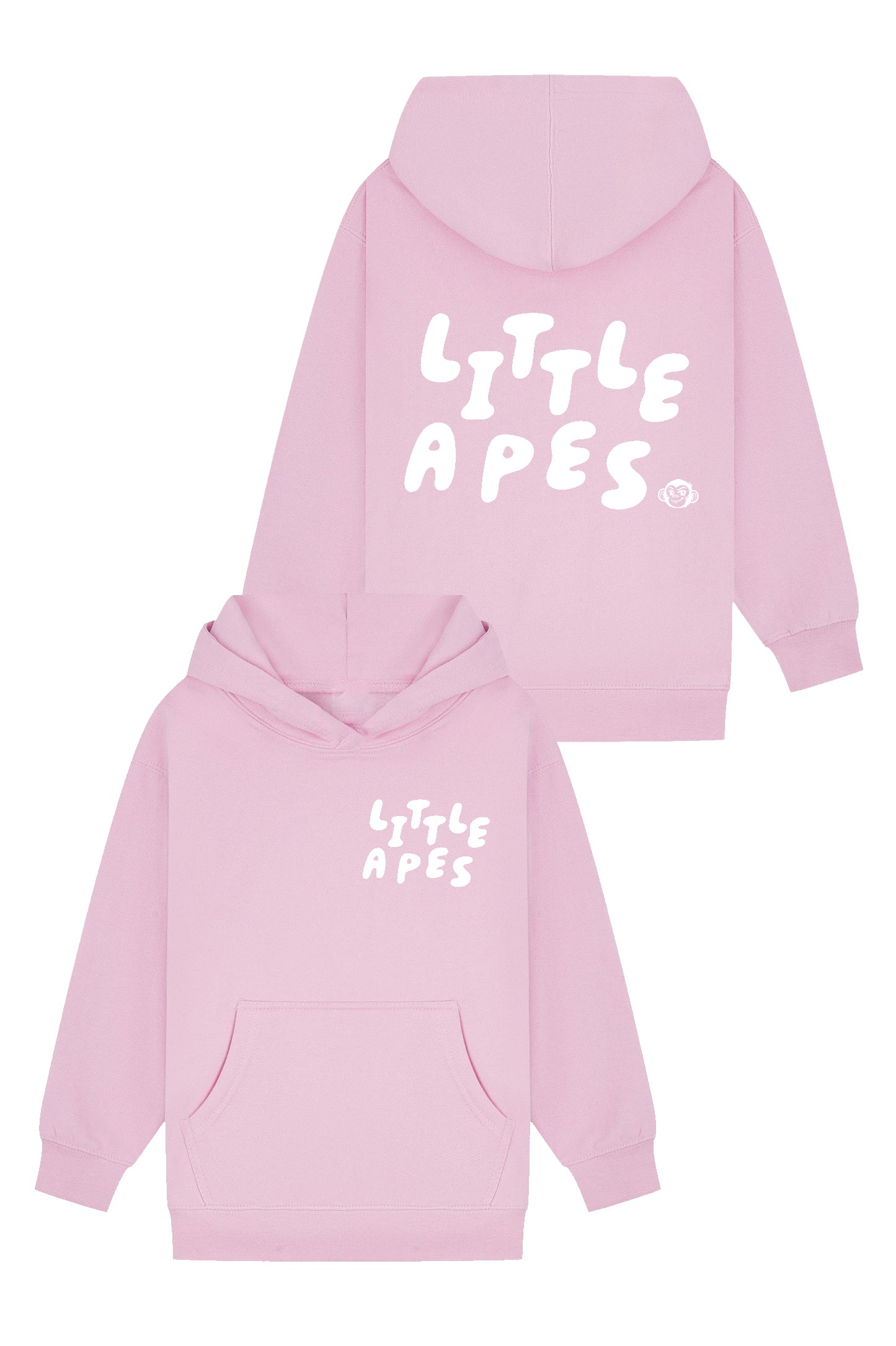 Little Apes Letters Hoodie - Light Pink