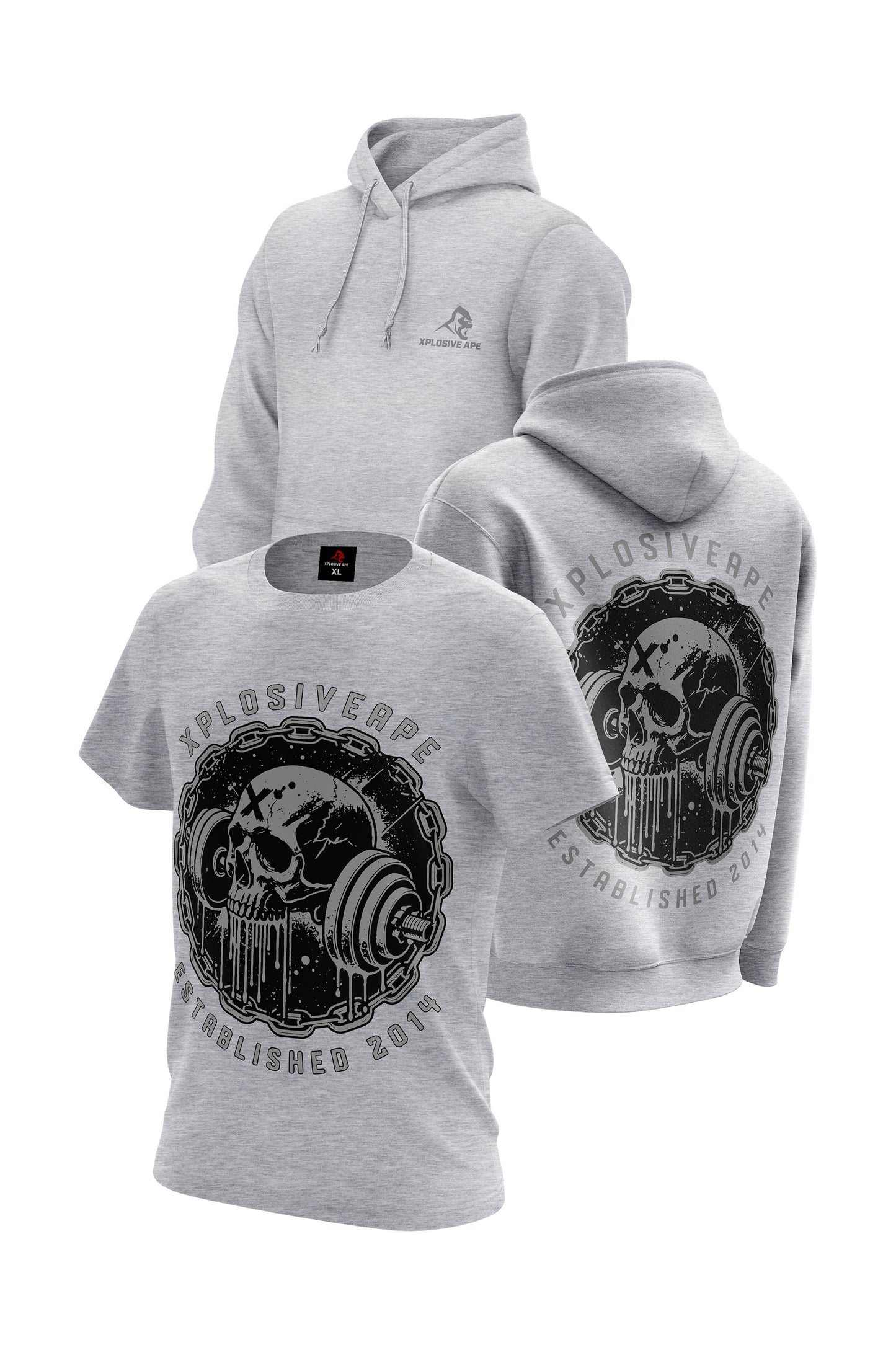 XAPE Whiplash Hoodie & Tee Combo - Sports Grey