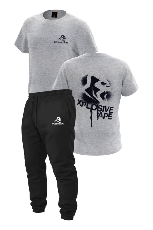 XAPE Canister V2 Tee & Prime Joggers Combo - Sports Grey/Black