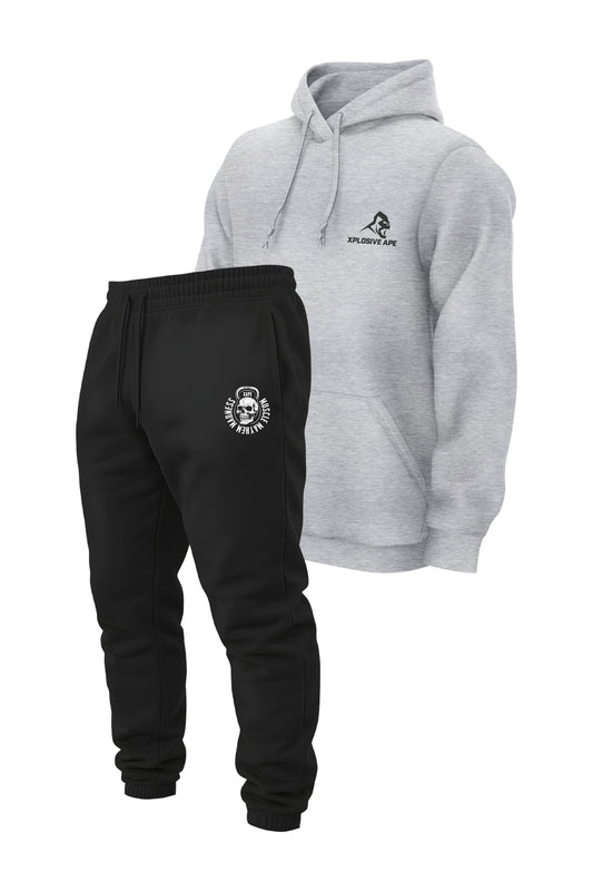 XAPE Classic V2 String Hoodie & Hardwired Joggers Combo - Heather Grey/Black