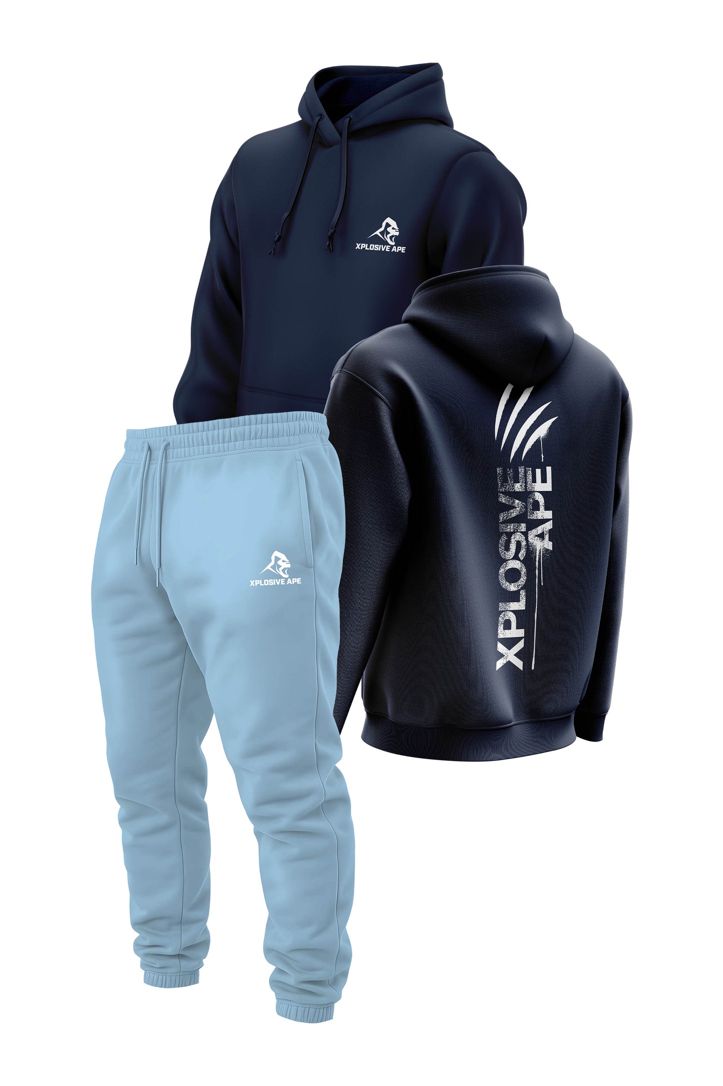 XAPE Claw V2 String Hoodie & Prime Logo V2 Joggers Combo - Navy/Sky