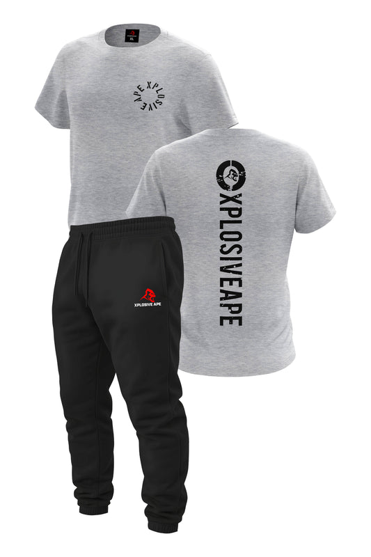 XAPE Impact Tee & Original Logo Joggers Combo - Sports Grey/Black