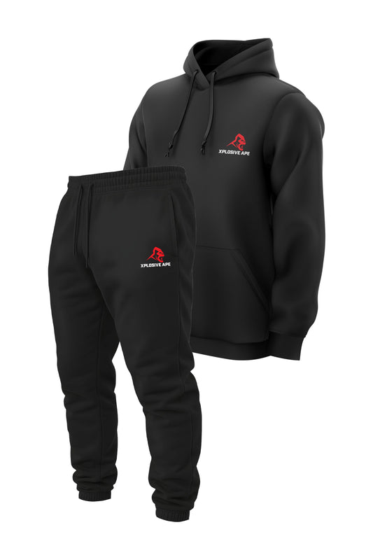 XAPE Original Logo V2 String Hoodie & Joggers Combo - Black