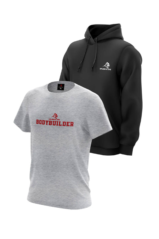 XAPE Prime Hoodie & Bodybuilder V1 Tee Combo - Black/Sports Grey
