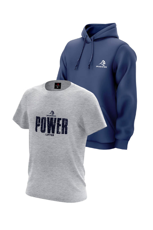 XAPE Prime Hoodie & Power Lifter V2 Tee Combo - Cobalt/Sports Grey