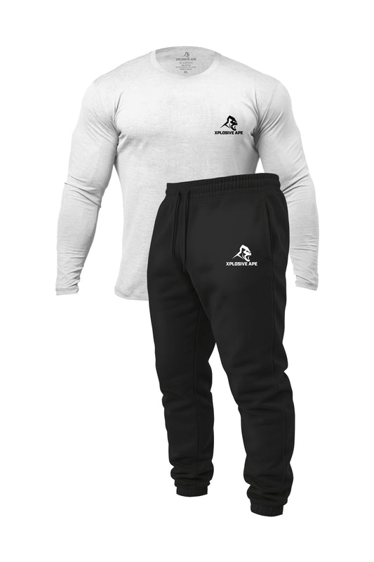 XAPE Prime Long Sleeve Tee & Joggers Combo - White/Black