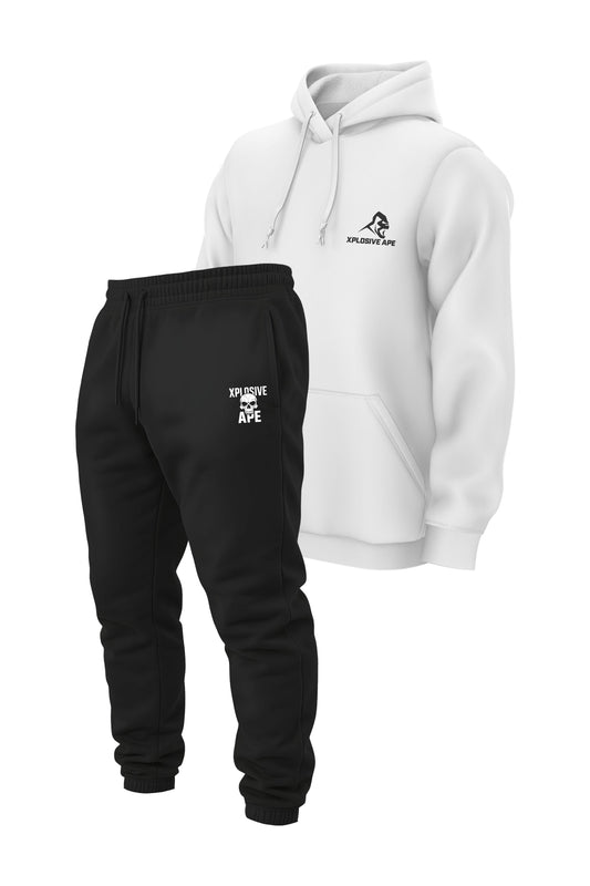 XAPE Prime String Hoodie & Skull Force Joggers Combo - White/Black