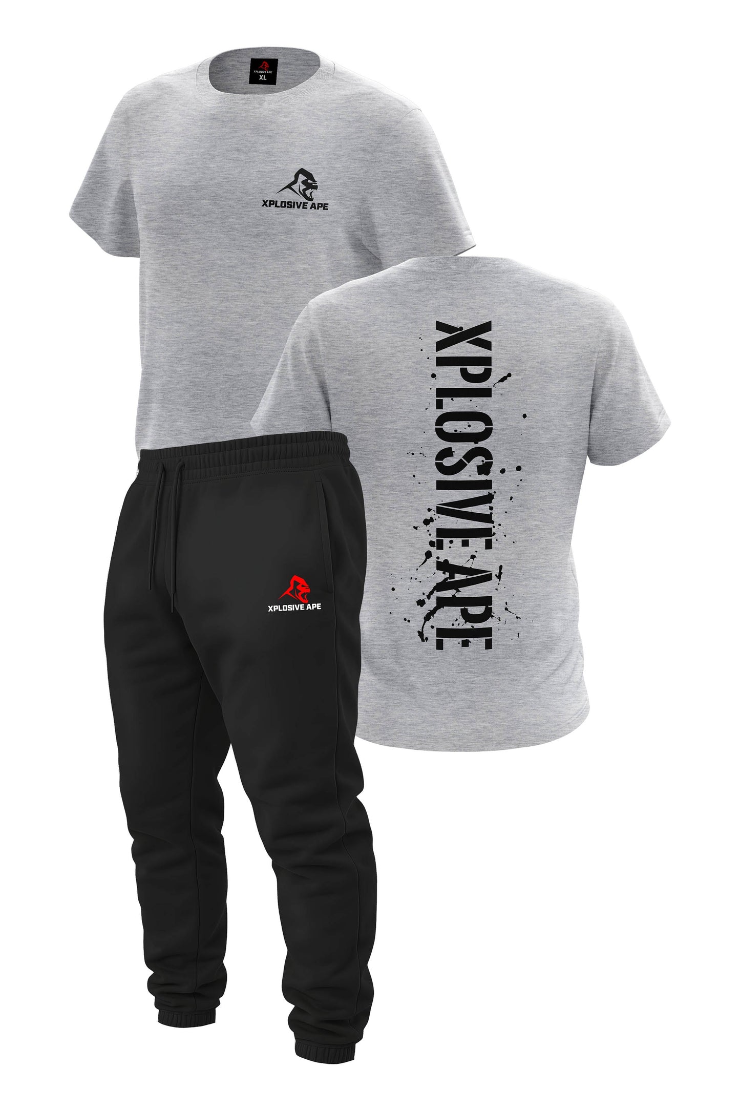XAPE Smackdown Tee & Original Logo Joggers Combo - Sports Grey/Black