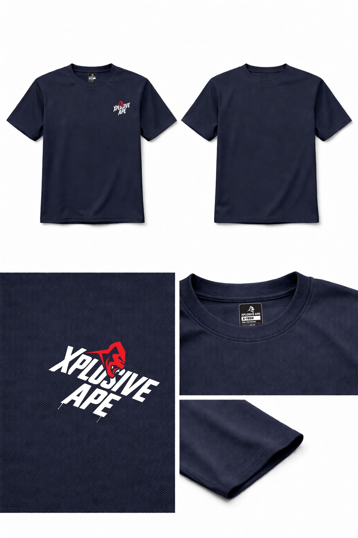 XAPE Classic Stencil Logo X Tech Tee - Navy