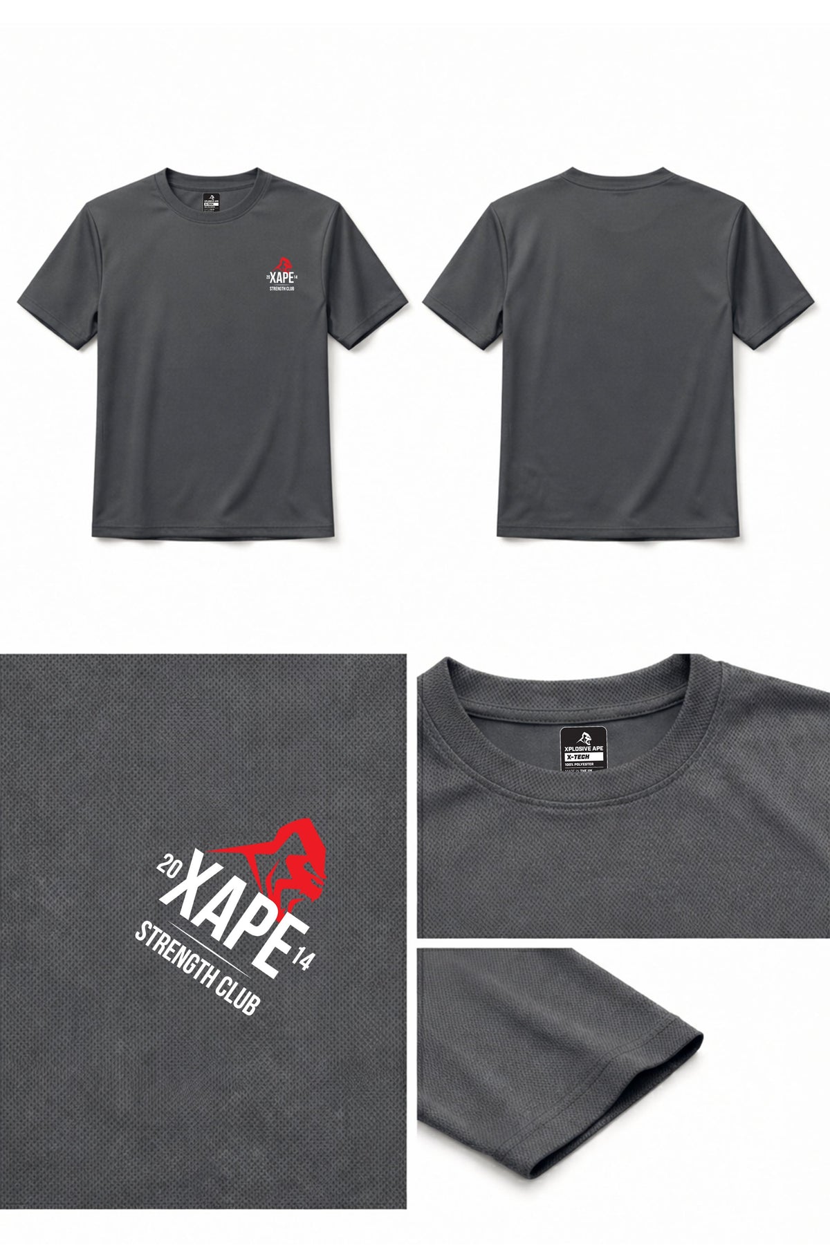 XAPE Classic Strength X Tech Tee - Charcoal