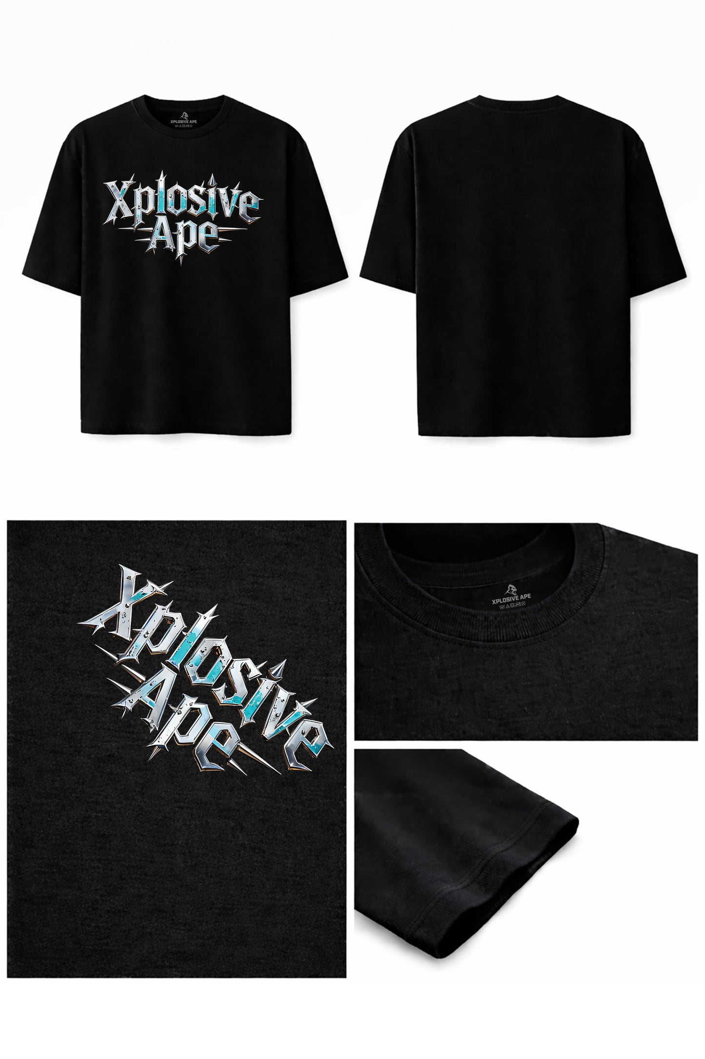 XAPE Cold Steel Script Oversized Tee - Black