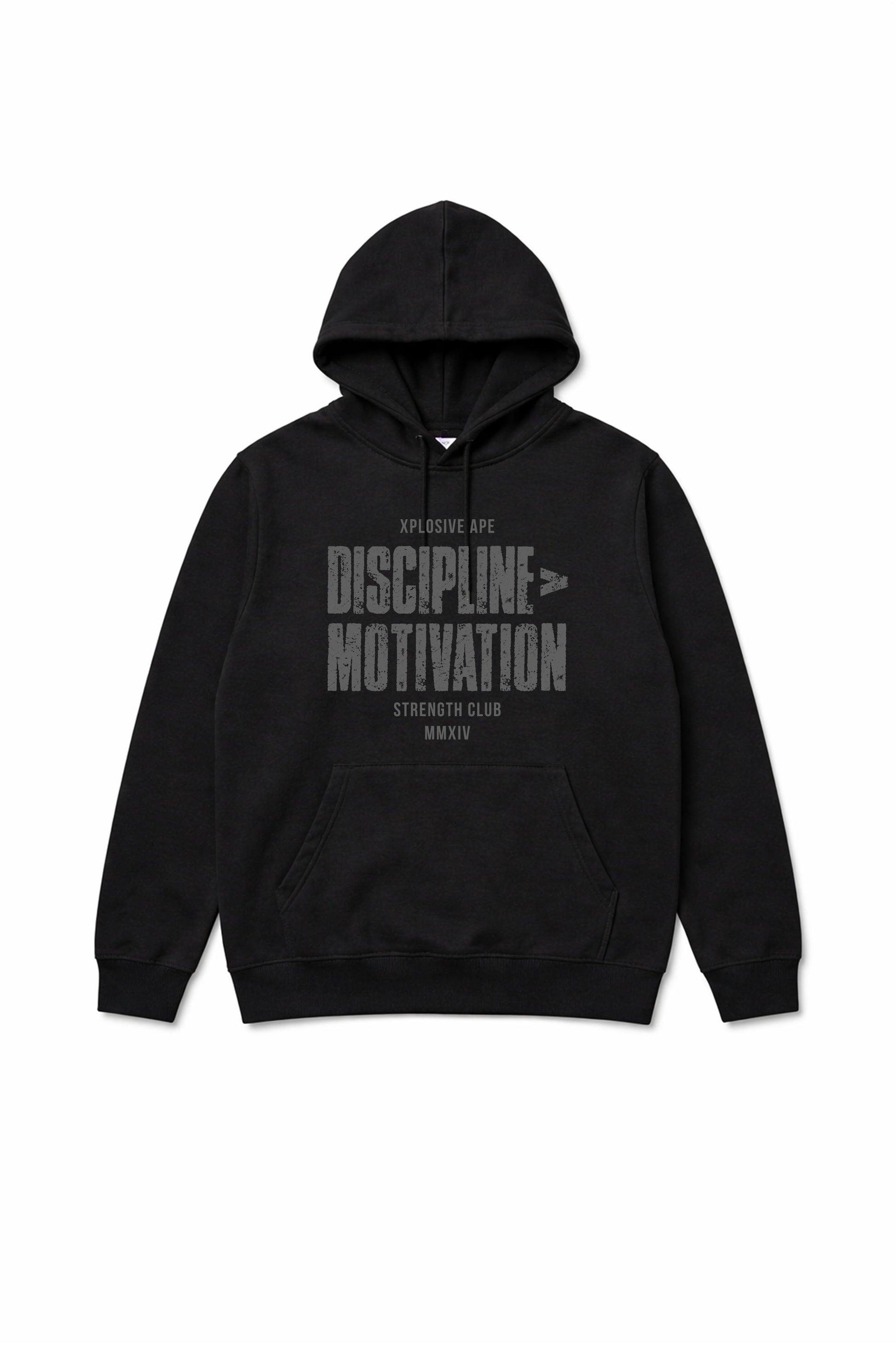 XAPE Discipline Motivation String Hoodie - Black