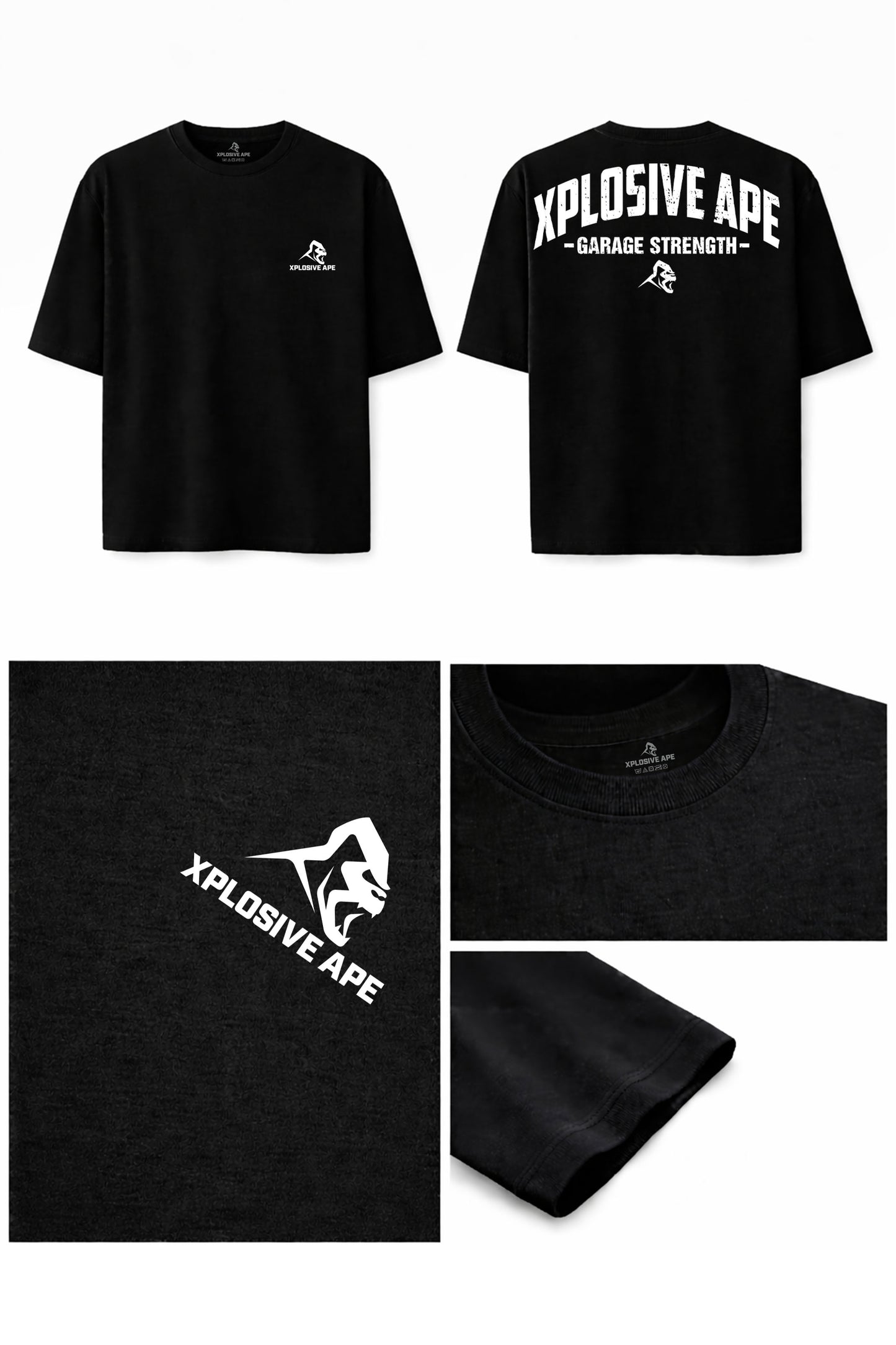 XAPE Garage Strength V2 Oversized Tee - Black