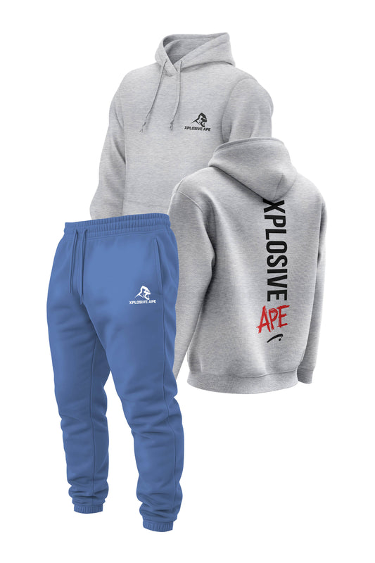 XAPE Graffiti V2 String Hoodie & Prime Logo V2 Joggers Combo - Sports Grey/Sky