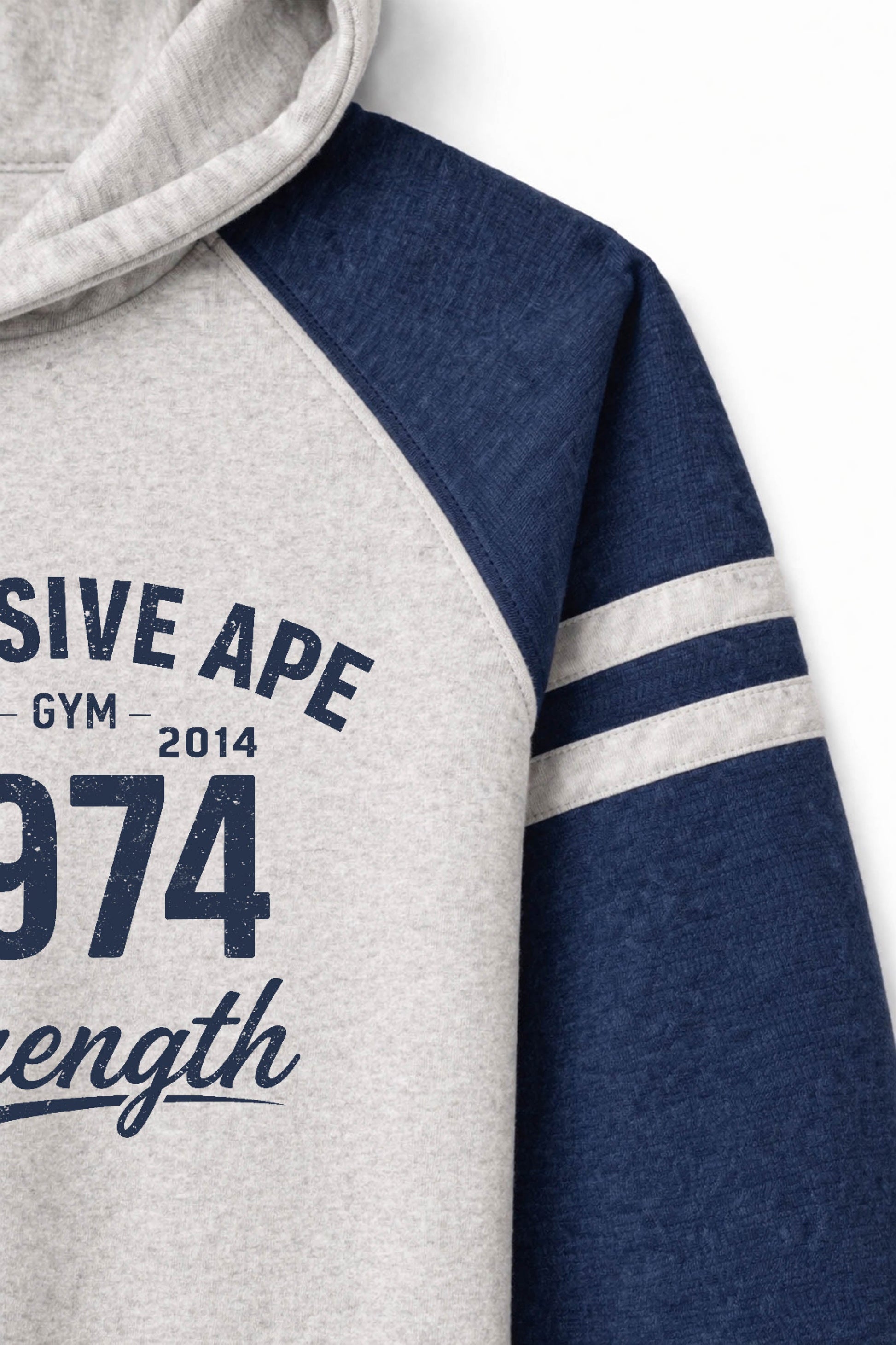 XAPE Heritage Script Raglan Hoodie - Oatmeal Heather/Indigo
