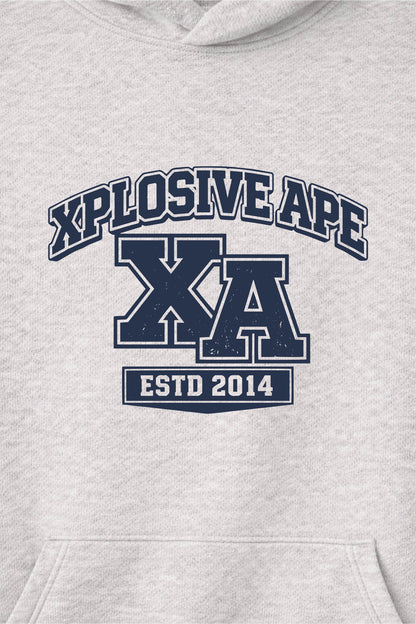 XAPE Monogram Raglan Hoodie - Oatmeal Heather/Indigo