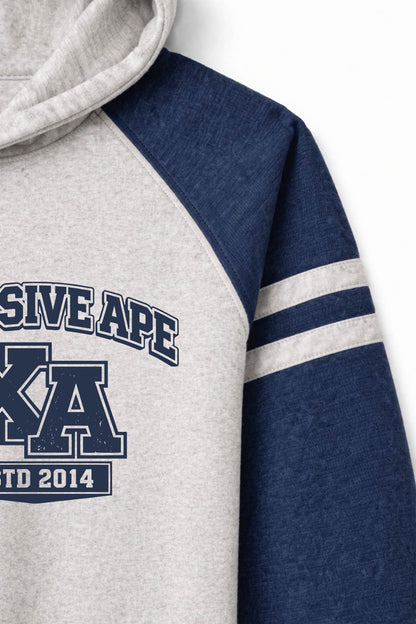 XAPE Monogram Raglan Hoodie - Oatmeal Heather/Indigo
