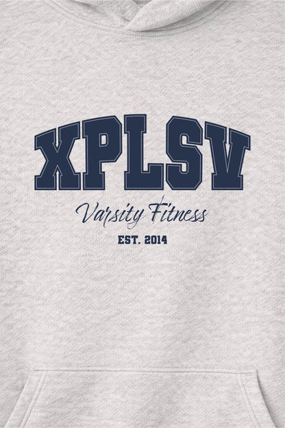 XAPE Varsity Fitness Raglan Hoodie - Oatmeal Heather/Indigo