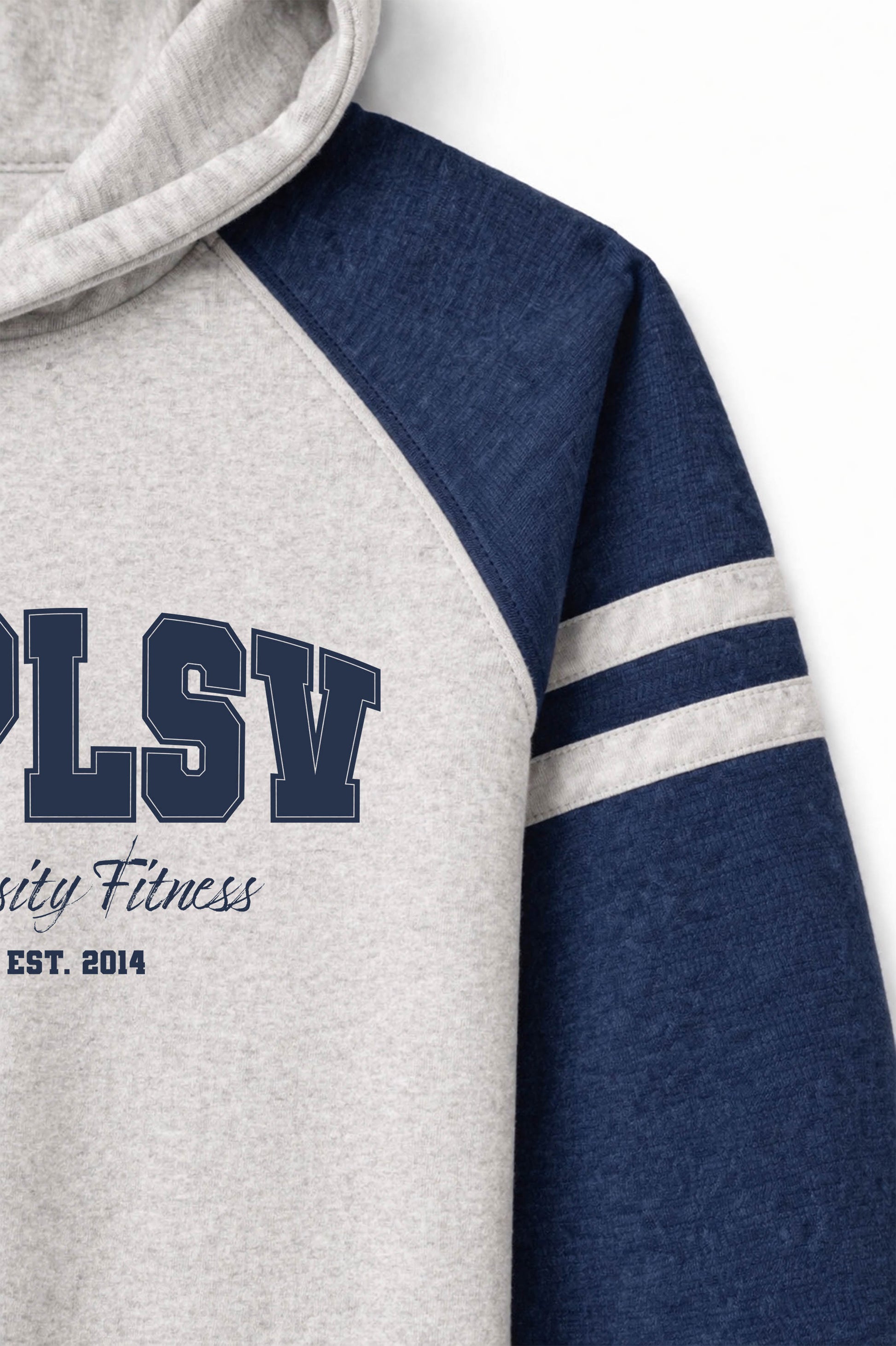 XAPE Varsity Fitness Raglan Hoodie - Oatmeal Heather/Indigo