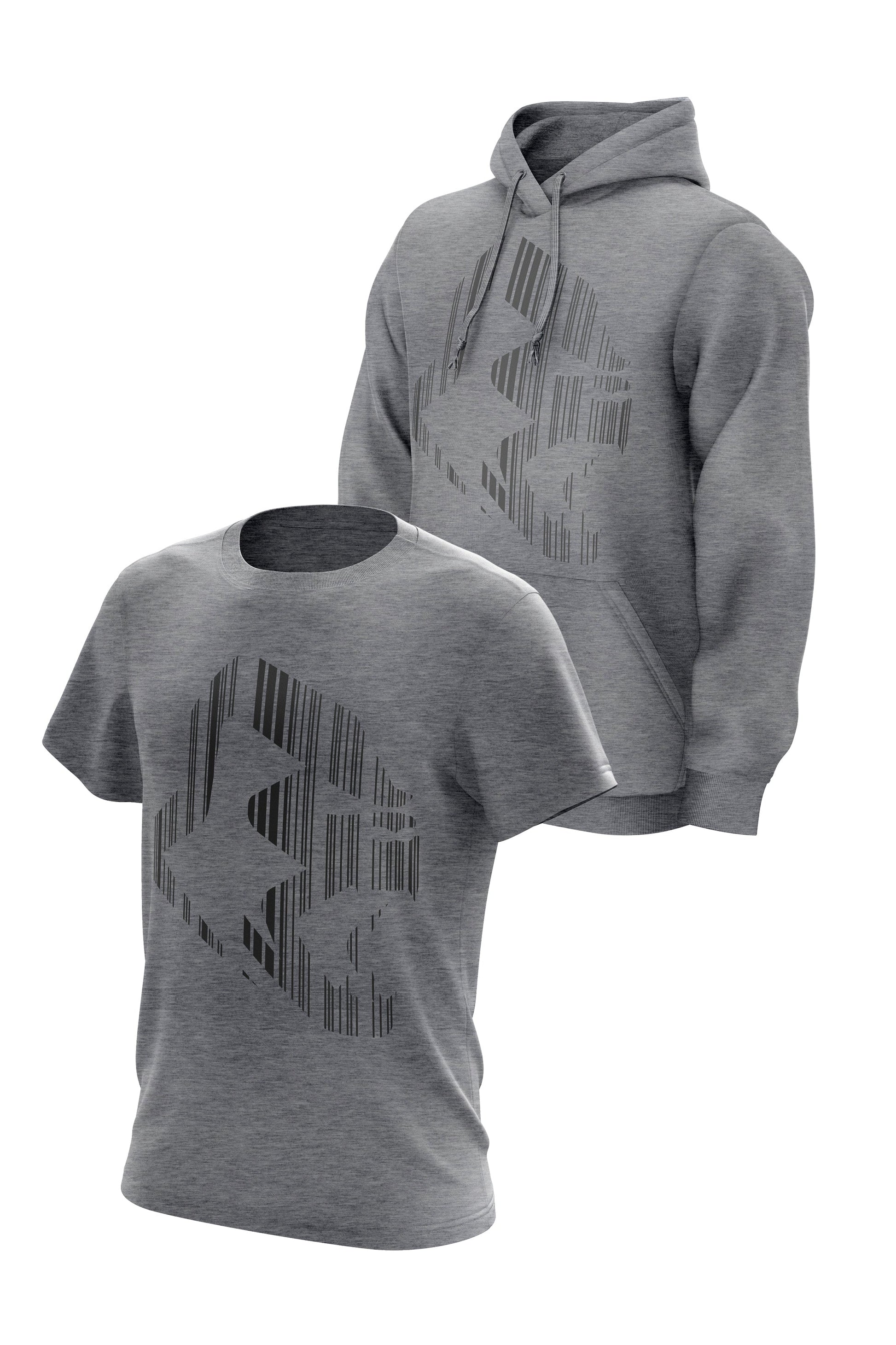 XAPE Apehead Barcoded Hoodie & Tee Combo - Grey