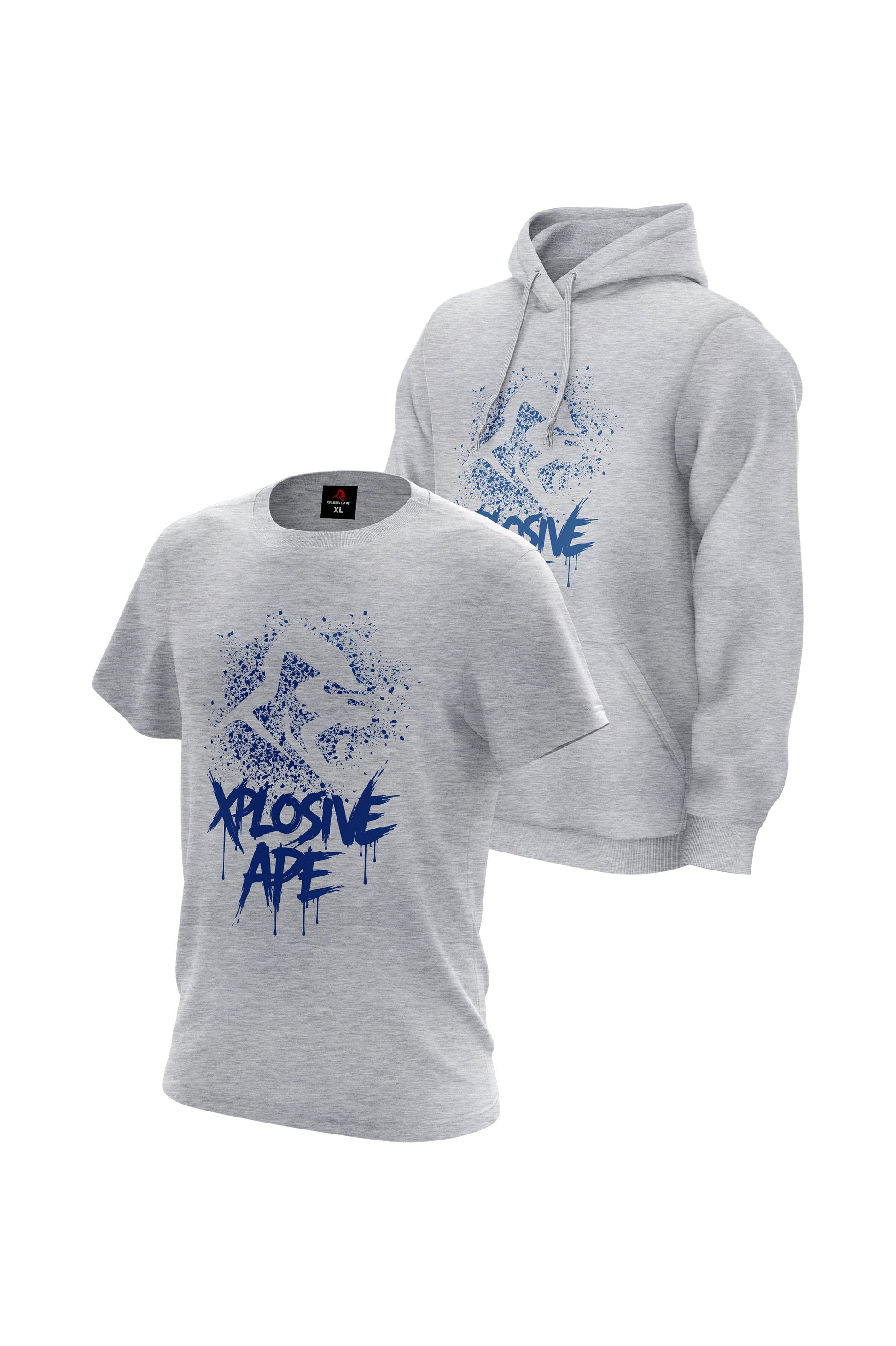 XAPE Primal Spray Hoodie & Tee - Sports Grey