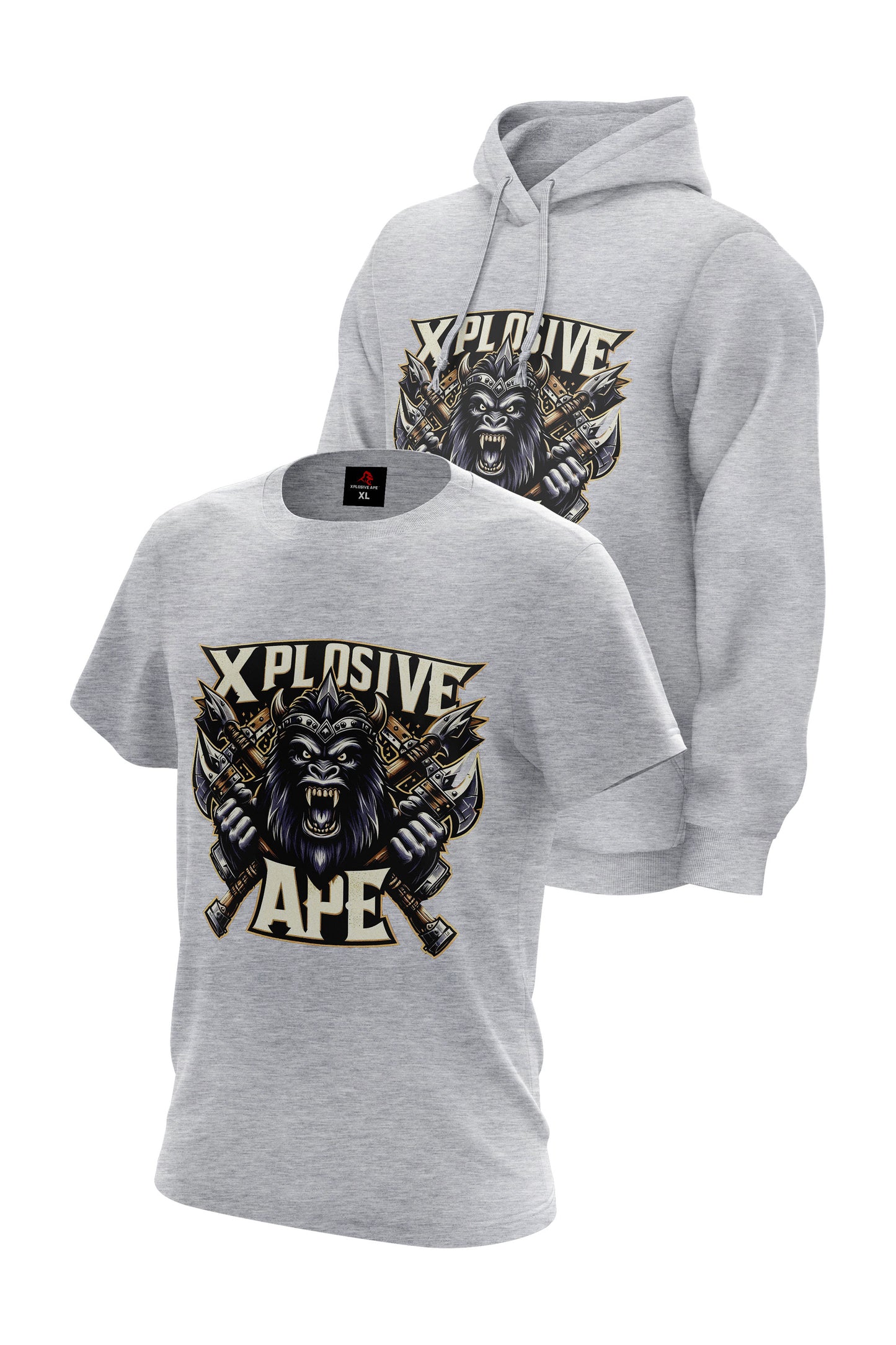 XAPE Battle Axe Hoodie & Tee Combo - Sports Grey