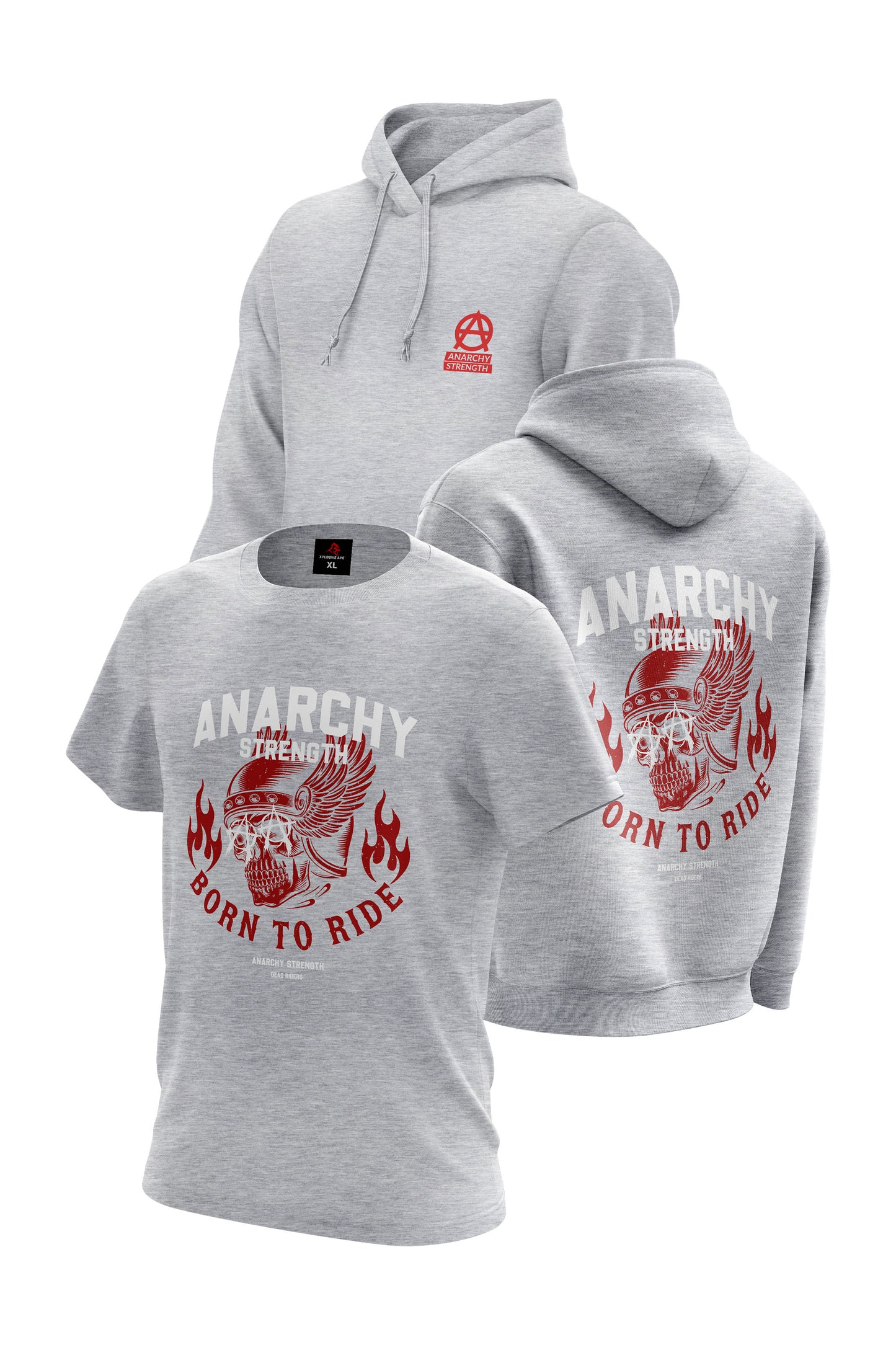 AS Born To Ride Hoodie & Tee Combo - Sports Grey