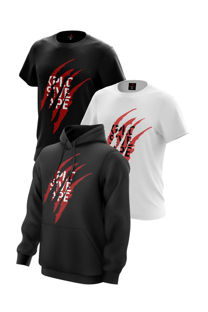 XAPE Slicer Hoodie & 2 Tees Combo - Black/White