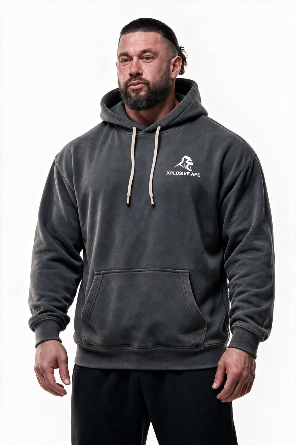 XAPE Vintage Wash String Hoodie - Charcoal
