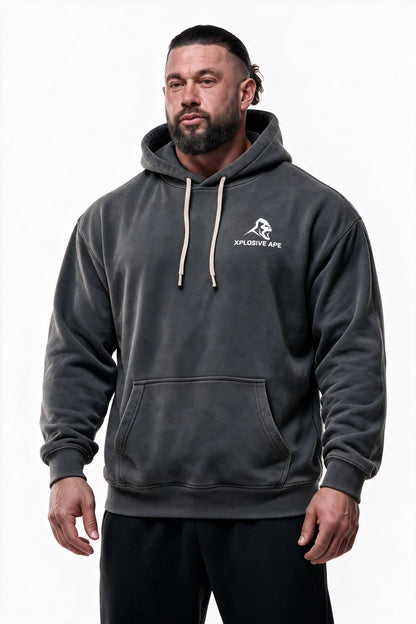 XAPE Vintage Wash String Hoodie - Charcoal