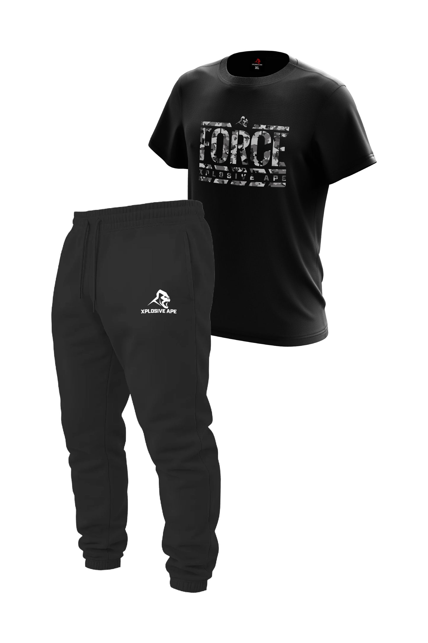 XAPE Force Grey Camo Tee & Prime V3 Joggers - Black