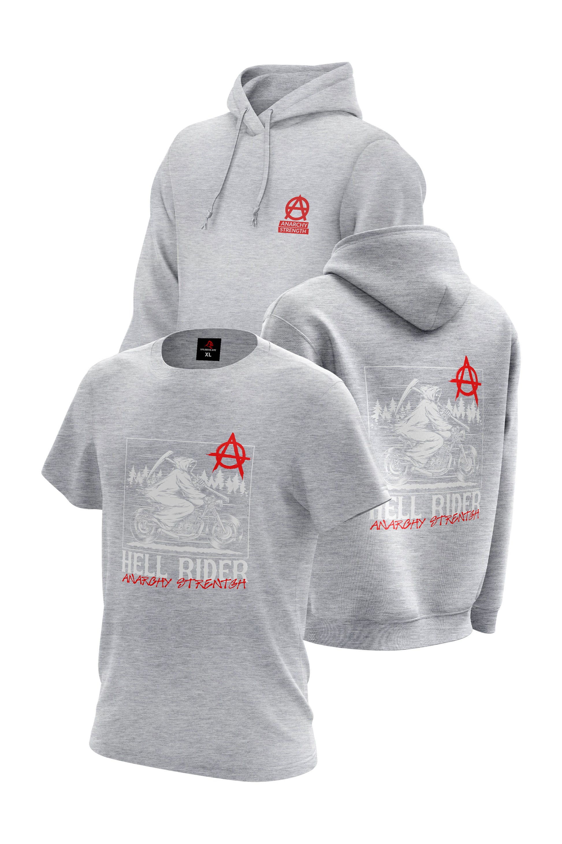 AS Hell Rider Hoodie & Tee Combo - Sports Grey