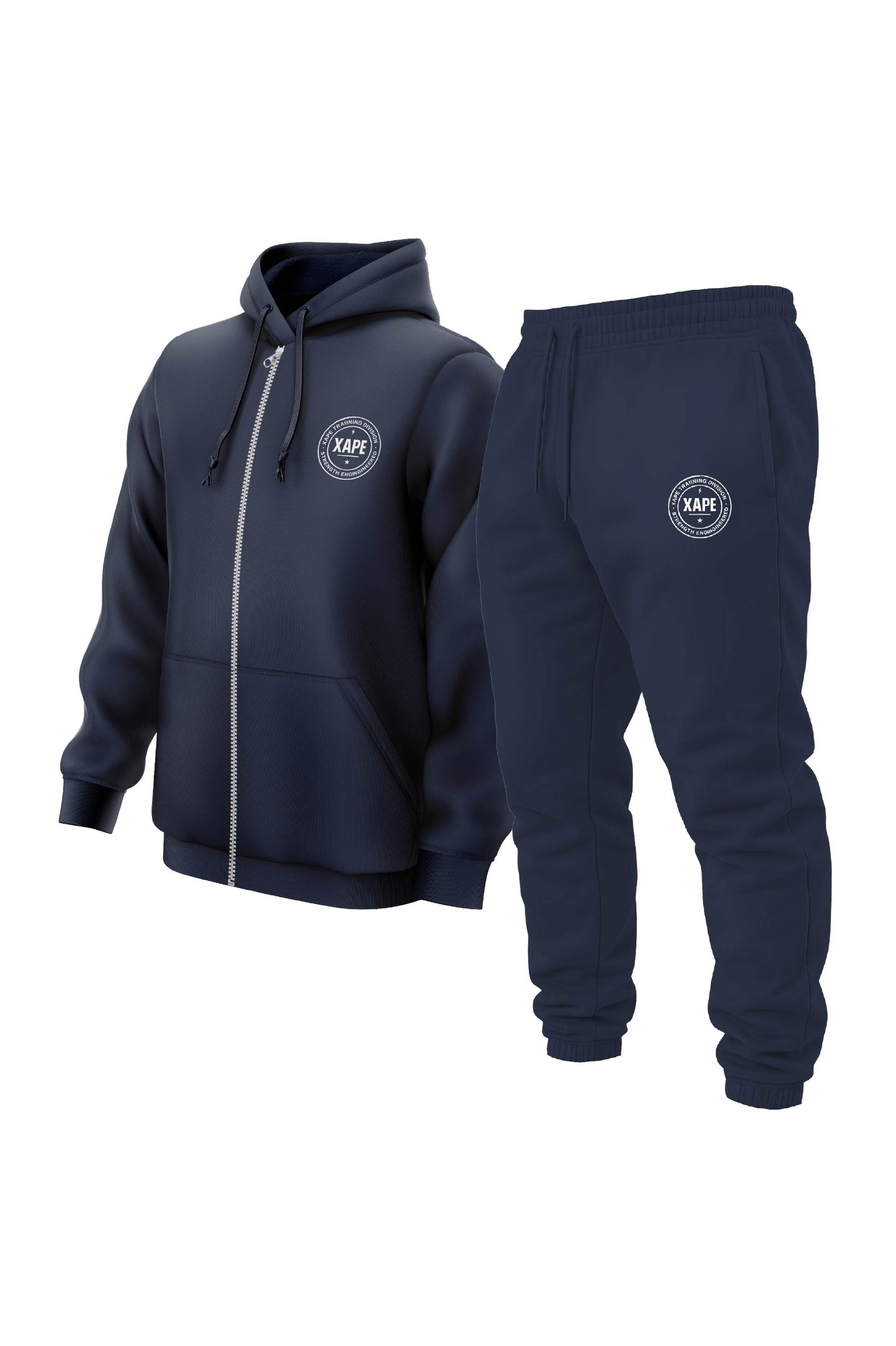 XAPE Classic Badge Logo Zip Hoodie & Joggers Combo - Navy