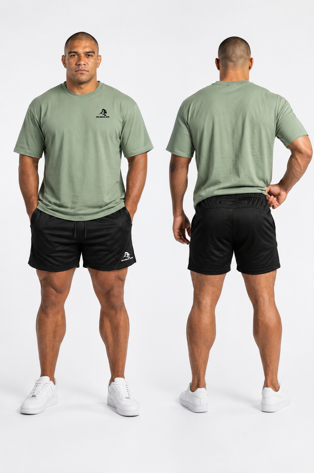 XAPE Essential V2 Tee & Apex Raptor Shorts Combo - Sage/Black