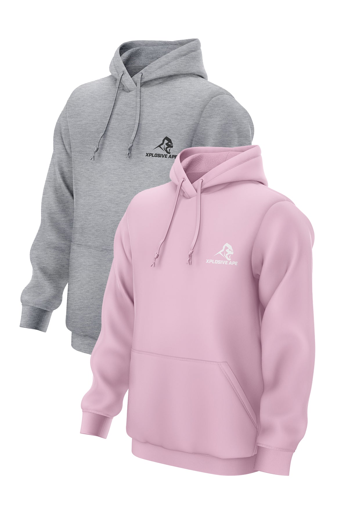 XAPE Essential 2 Hoodies Combo - Light Pink/Sports Grey