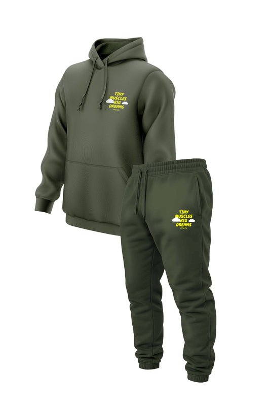 Little Apes Tiny Muscles Big Dreams Tracksuit - Olive Green