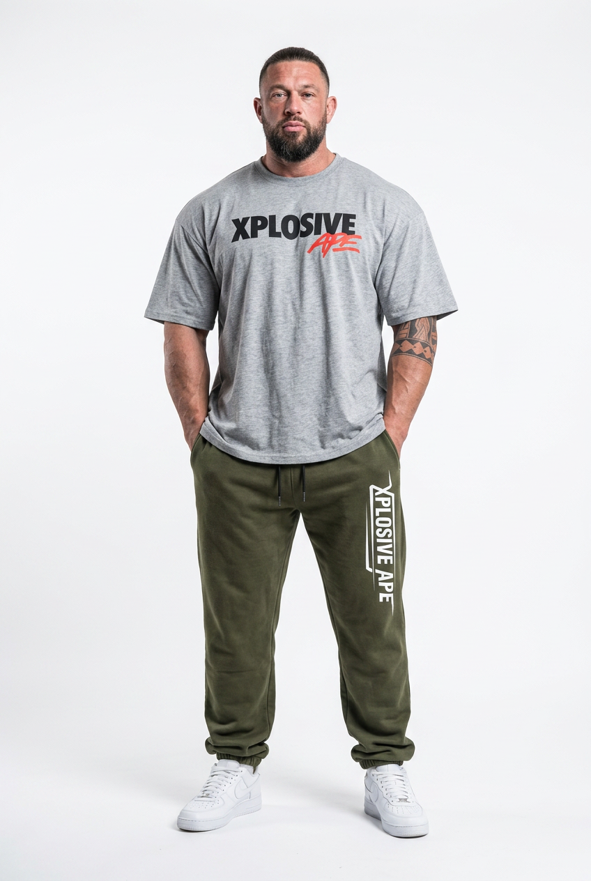 XAPE Holder Tee & Strike Joggers Combo - Sports Grey/Khaki